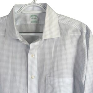 Brooks Brothers Milano Dress Shirt 16.5-34 White Check Non-Iron Supima Cotton